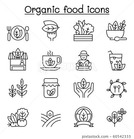 Organic food icon set in thin line style Organic food icon set in thin line style 60542333