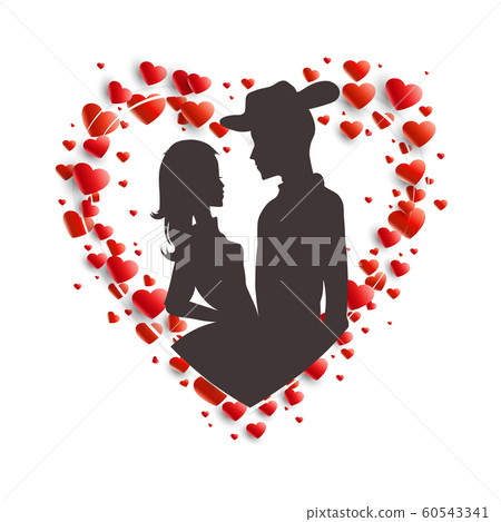 Composition with a wreath of red hearts and a... - Stock Illustration ...