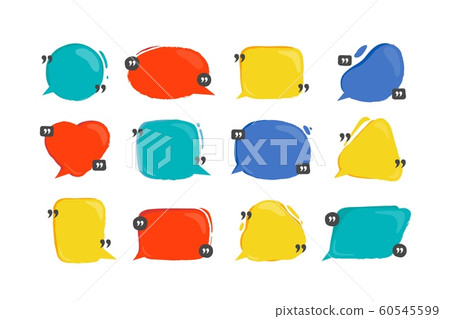 Quotation bubble. Colored bubbles for text and dialogs, citation frames with quotes, text box and comment banner. Vector speech bubbles Quotation bubble. Colored bubbles for text and dialogs, citation frames with quotes, text box and comment banner. Vector speech bubbles 60545599