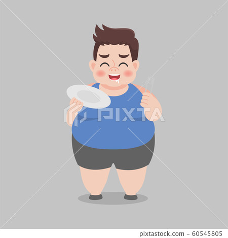 Big Fat Happy Man ready to enjoy eating food 60545805