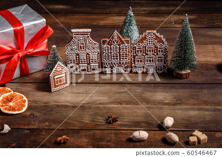 Christmas holiday table with delicious truffle cake Christmas holiday table with delicious truffle cake 60546467