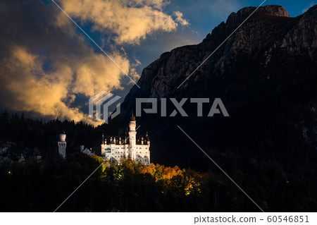 Amazing sunset view on Neuschwanstein. Bavaria, Germany. 60546851