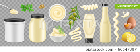 Mayonnaise Ingredients Transparent Set 60547397