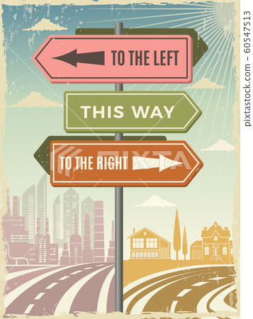 Road direction boards. Modern street directional street arrows vector background pictures 60547513