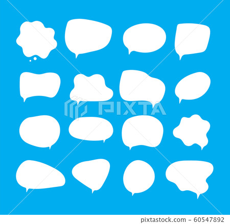 White bubbles talk. Speech bubbles different shapes on blue background comment clouds shouting voice vector pictures 60547892