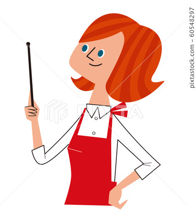 Housewife (upper body) explaining with a pointing stick 60548297