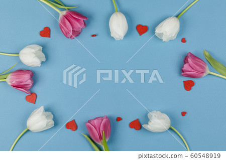 Frame made of colourful tulips 60548919