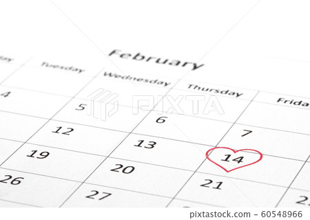 Valentine's day marked on calendar 60548966