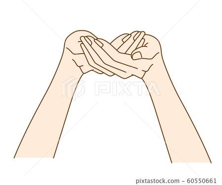 Hand Of Woman Scooping With Both Hands Stock Illustration