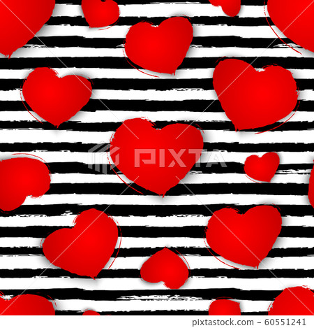 Seamless pattern with red hearts on black and... - Stock Illustration ...