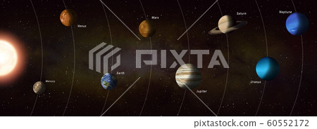 8 solar system planets on orbit - Stock Illustration [60552172] - PIXTA