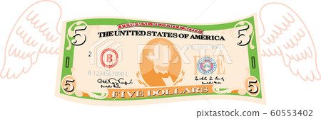 錢美元五美元鈔票美國 錢美元五美元鈔票美國 60553402