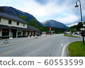 Main street located in an Eidfjord, Norway.Mountain background. 60553599