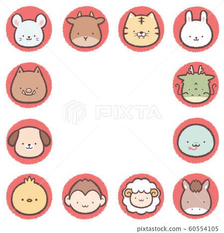 十二生肖紅色圓圈框架 60554105