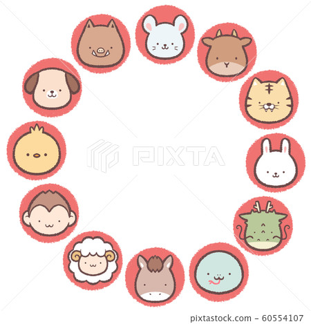 十二生肖紅色圓圈框架 60554107