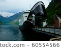 Ferry on Geiranger Fjord Norway.Beautiful Norwegian Fjord 60554566