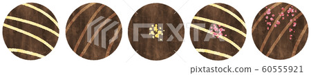 Hitokuchi chocolate icon set Valentine watercolor illustration material Hitokuchi chocolate icon set Valentine watercolor illustration material 60555921
