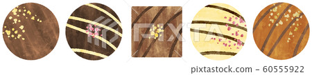 Hitokuchi chocolate icon set variation Valentine watercolor illustration material 60555922