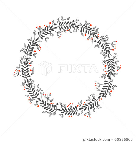 wreath with flowers and leaves 60556863