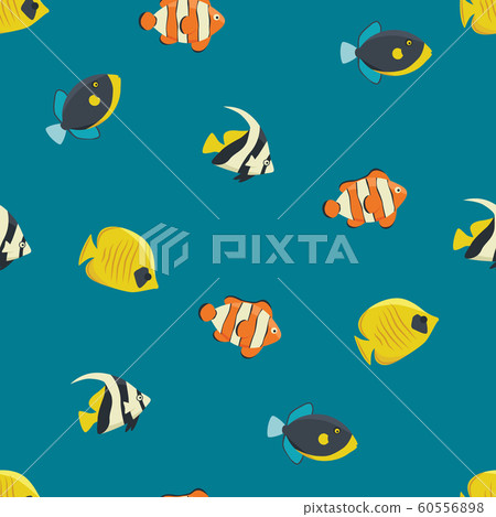 four saltwater fishes seamless pattern 60556898
