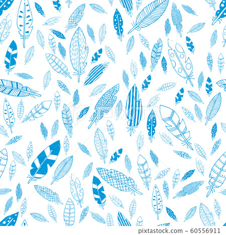 blue and white feathers seamless pattern blue and white feathers seamless pattern 60556911