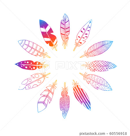 vector drawing feathers in circle vector drawing feathers in circle 60556918