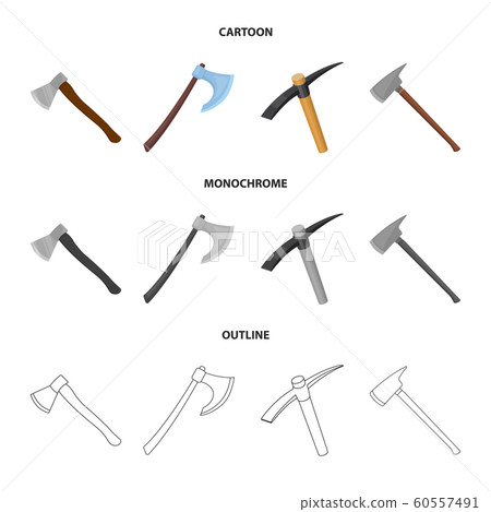 Isolated object of ax and hammer icon. Collection of ax and chopping vector icon for stock. 60557491