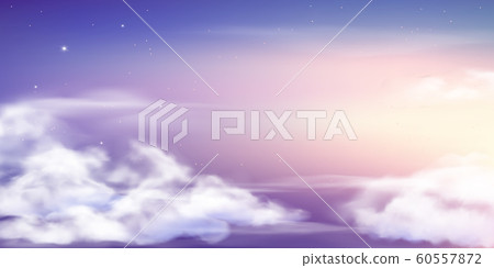 Fantasy sky. Beautiful fairy skies, fantastic dream clouds and fabulous cloudy sky pastel colors vector background illustration 60557872