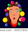 Merry girl on new years eve girl with a garland and Christmas balls 60557893