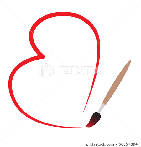 The artist's brush paints a heart. 60557894