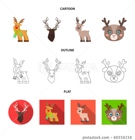 Vector design of elk and head logo. Set of elk and stag stock symbol for web. 60558158