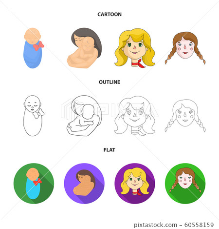 Vector illustration of girl and boy icon. Set of girl and school vector icon for stock. 60558159
