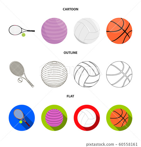 Vector design of ball and soccer symbol. Set of ball and basketball vector icon for stock. 60558161