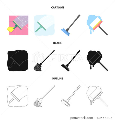 Vector design of mop and broom logo. Collection of mop and cleaner stock symbol for web. Vector design of mop and broom logo. Collection of mop and cleaner stock symbol for web. 60558202