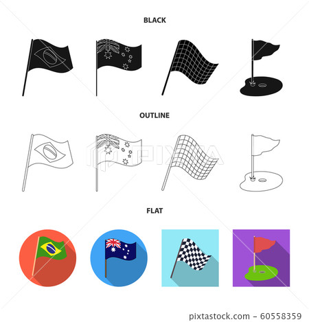 Vector illustration of world and flag logo. Collection of world and ribbon stock symbol for web. 60558359