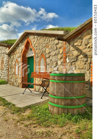 Stony wine cellars in Vrbice village in Czech republic 60558483