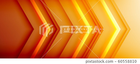 Arrow lines, technology digital template with shadows and lights on gradient background. Trendy simple fluid color gradient abstract background with dynamic straight shadow lines effect 60558810