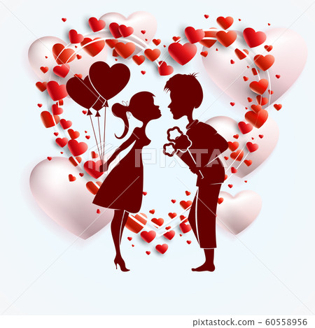 Light composition with silhouettes of a boy and... - Stock Illustration ...