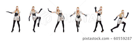 Woman in tech concept isolated on white Woman in tech concept isolated on white 60559287