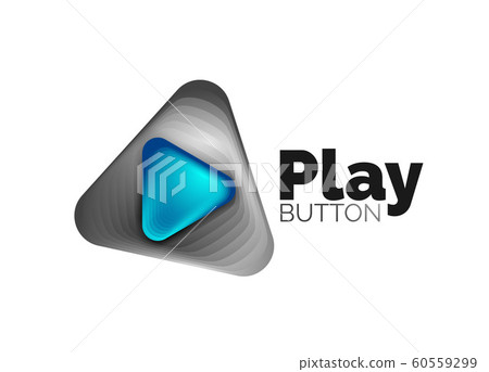 Play, arrow or download button icon, minimal design business logo template. 3d geometric bold in relief style with color blend steps effect. Vector Illustration For Wallpaper, Banner, Background, Card 60559299