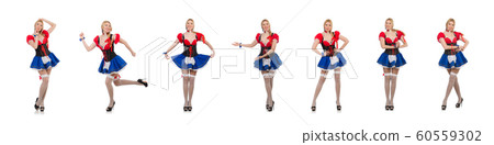 Woman waitress in oktoberfest concept Woman waitress in oktoberfest concept 60559302