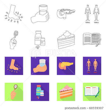 Isolated object of diet and treatment symbol. Set of diet and medicine vector icon for stock. Isolated object of diet and treatment symbol. Set of diet and medicine vector icon for stock. 60559307