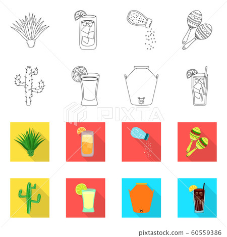 Isolated object of cafe and Latin sign. Collection of cafe and national stock vector illustration. Isolated object of cafe and Latin sign. Collection of cafe and national stock vector illustration. 60559386