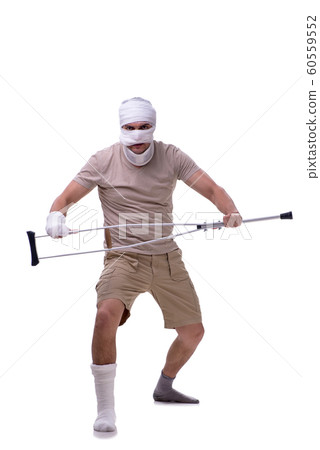 Man after car accident isolated on white Man after car accident isolated on white 60559552