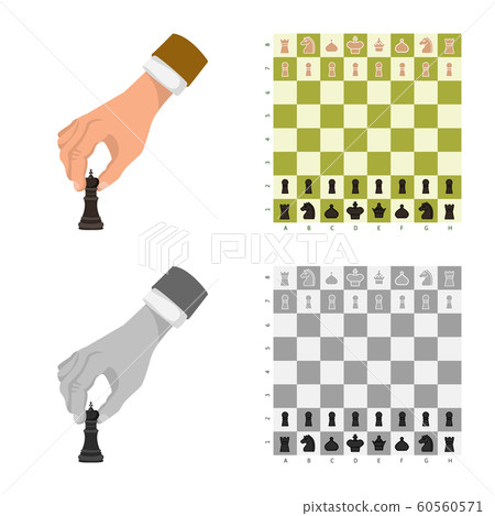 Vector illustration of checkmate and thin icon. Collection of checkmate and target stock symbol for web. 60560571