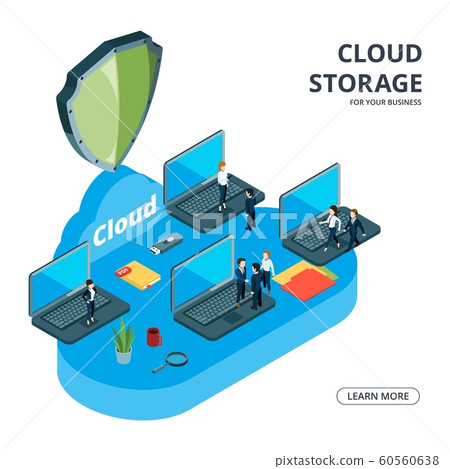 Cloud storage vector concept. Isometric... - Stock Illustration ...