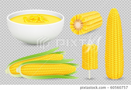 Vector corn collection. Realistic corn cobs... - Stock Illustration ...