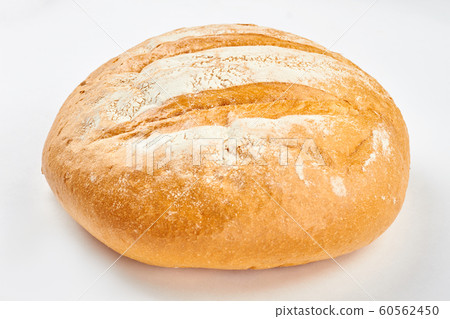 Loaf of fresh bread on white background. 60562450