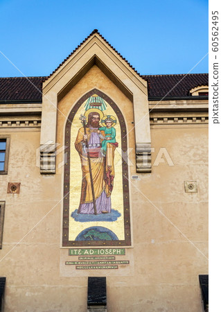 Mosaic of Saint Joseph, Abbey Church and Emmaus monastery Na Slovanech, Prague, Czech Republic Mosaic of Saint Joseph, Abbey Church and Emmaus monastery Na Slovanech, Prague, Czech Republic 60562495