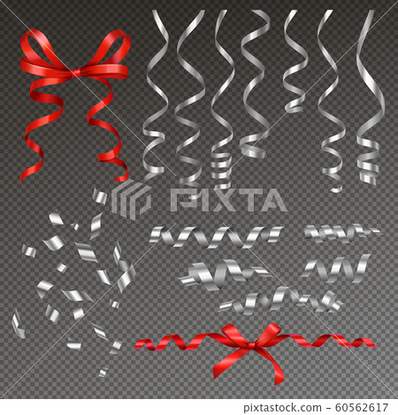 Silver Ribbons Realistic Set - Stock Illustration [60562617] - PIXTA